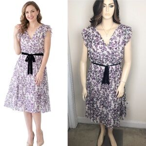 DRESSBARN VTG Floral Purple Lavender Pink Berry Cottagecore Y2K Long Midi Dress